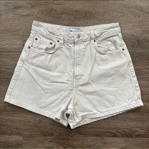 ZARA High Rise White Denim Shorts